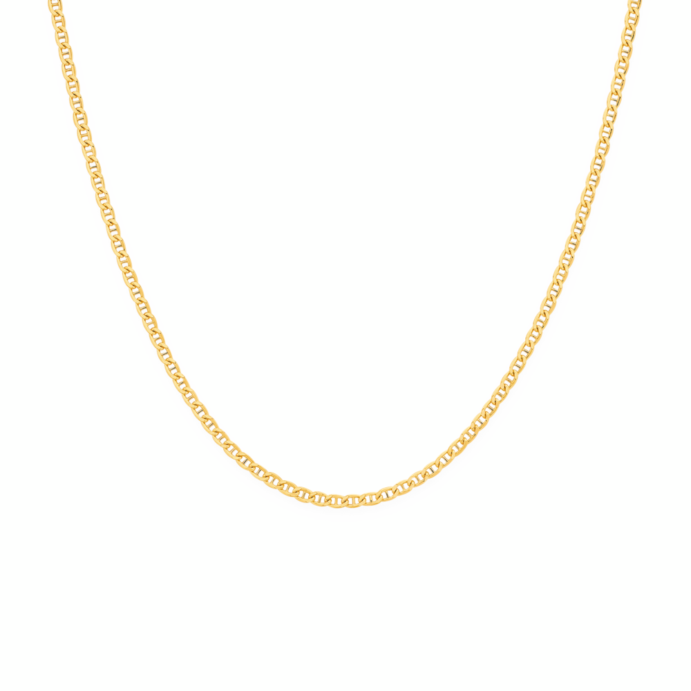 9ct Gold 45cm Solid Diamond-Cut Marine Chain