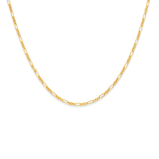 9ct Gold 45cm Solid Fancy Figaro 3+1 Chain