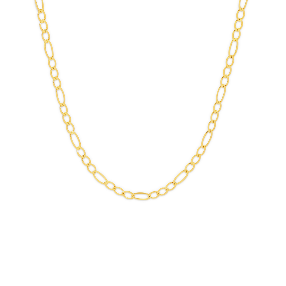 9ct Gold 45cm Solid Figaro 3+1 Chain