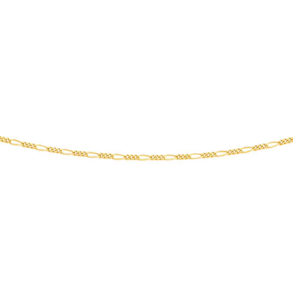 9ct Gold 45cm Solid Figaro 3+1 Chain