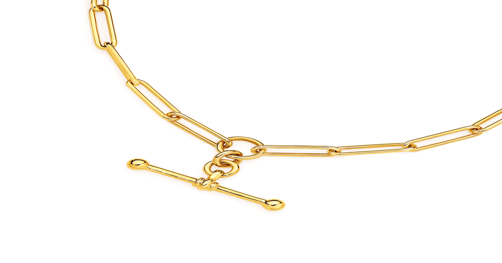 9ct Gold 45cm Solid Paperclip Fob Necklet. Approximate Dimensions 3mm