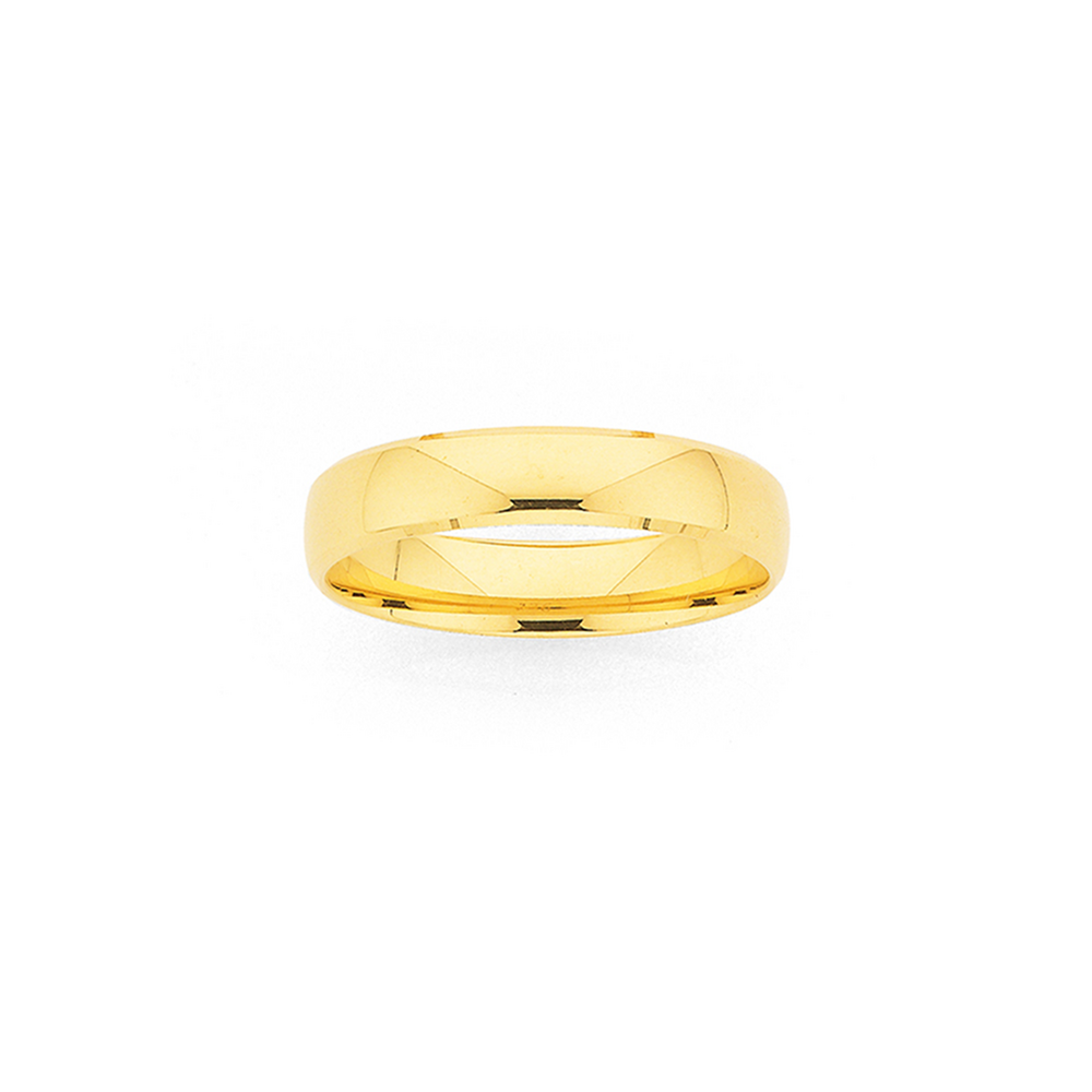 9ct Gold 4.5mm Round Bevelled Edge Wedding Band - Size T