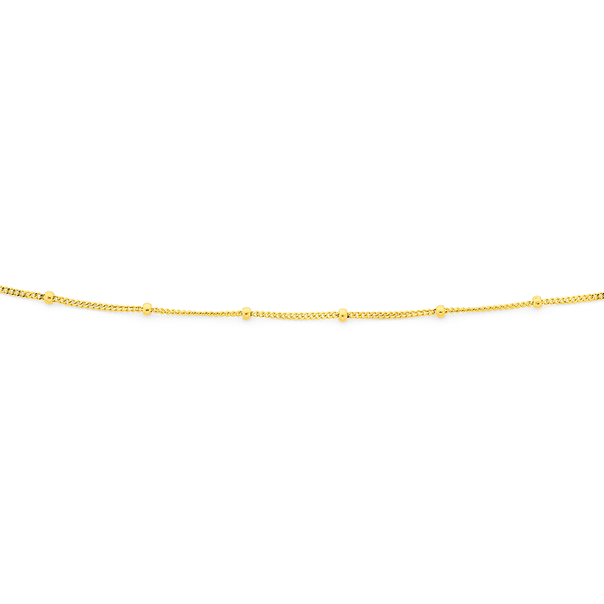 9ct Gold 48cm Solid Beaded Solid Curb Chain