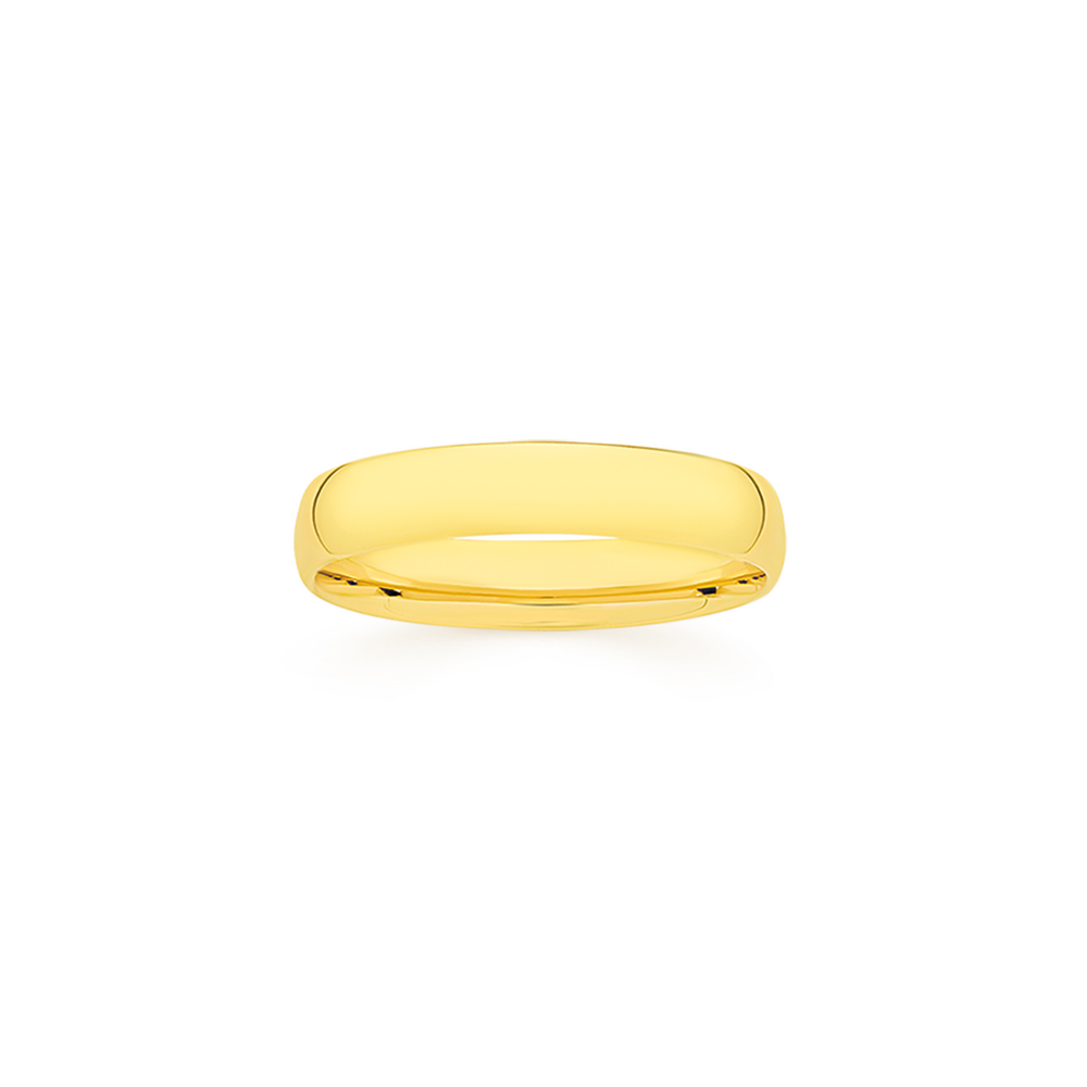 9ct Gold 4mm Half Round Wedding Band - Size R