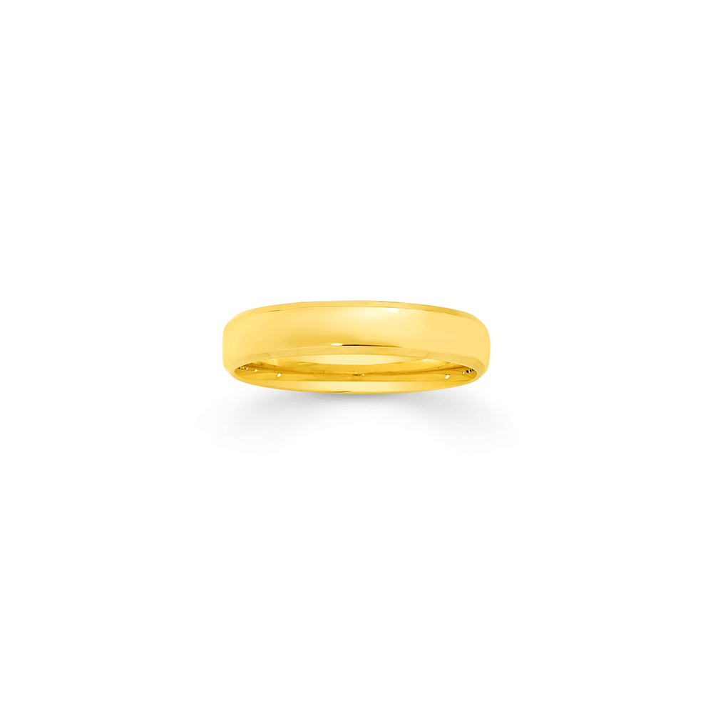 9ct Gold 4mm Round Bevelled Edge Wedding Band - Size P