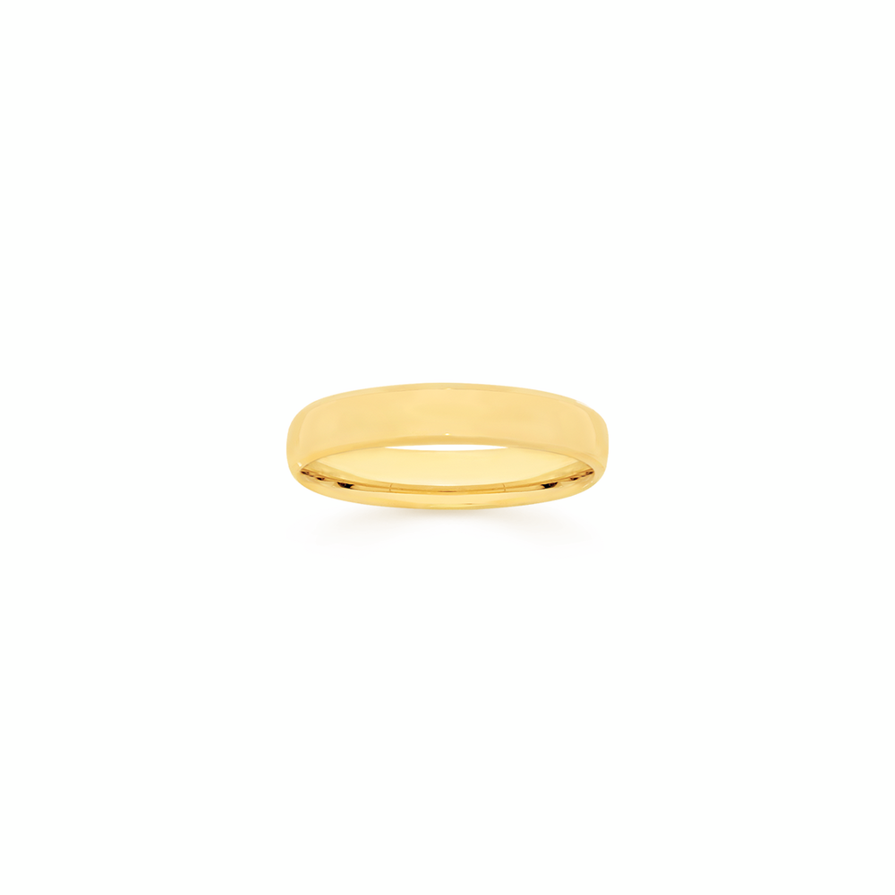 9ct Gold 4mm Round Bevelled Edge Wedding Band - Size R