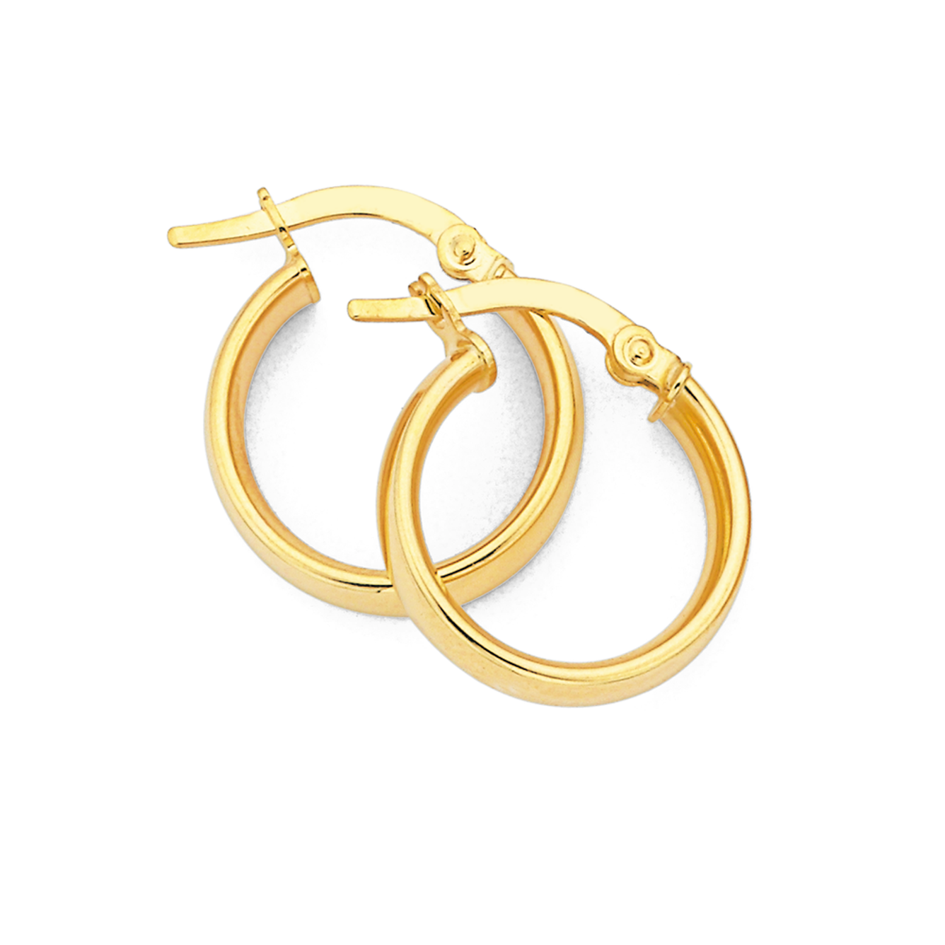 9ct Gold 4x15mm Half Round Hoop Earrings | Earrings | Prouds The Jewellers
