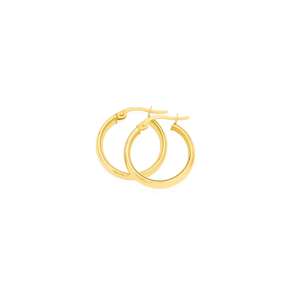 9ct Gold 4x15mm Polished Half Round Hoop Earrings