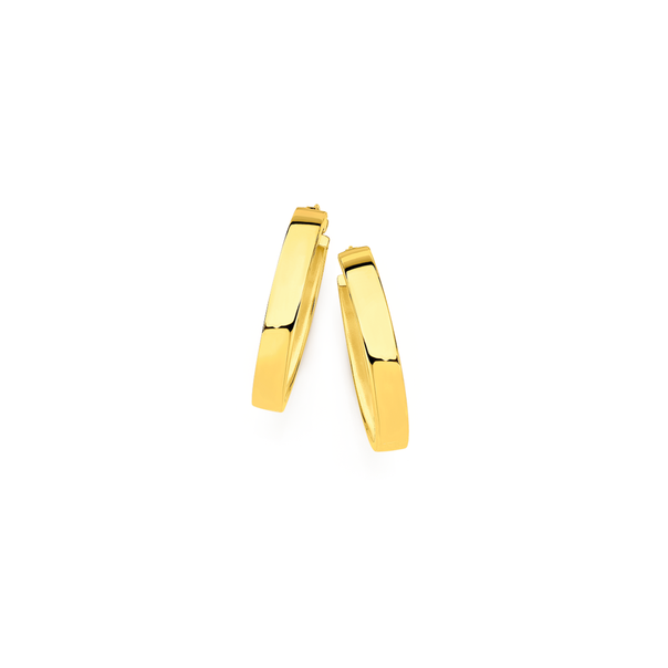 9ct Gold 4x15mm Squared Hoop Earrings