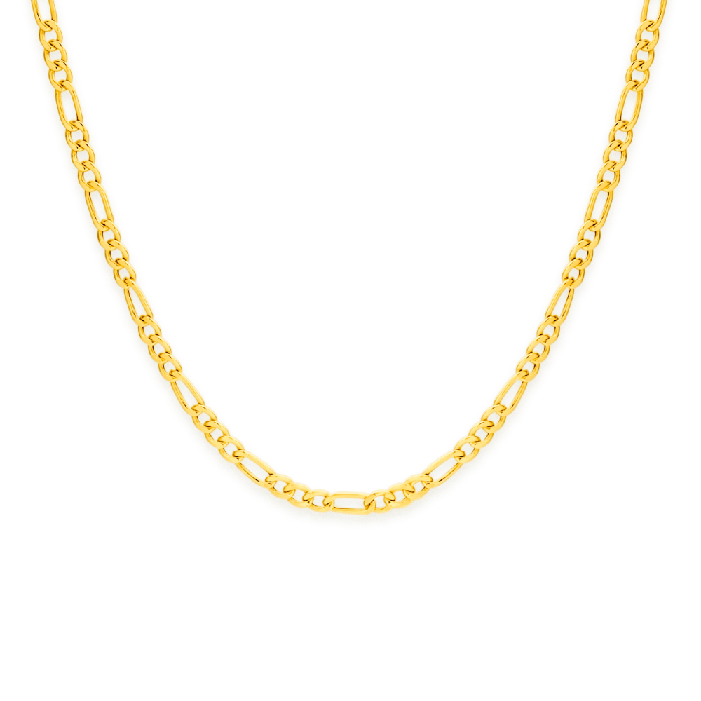 9ct Gold 50cm Hollow Figaro 3+1 Chain