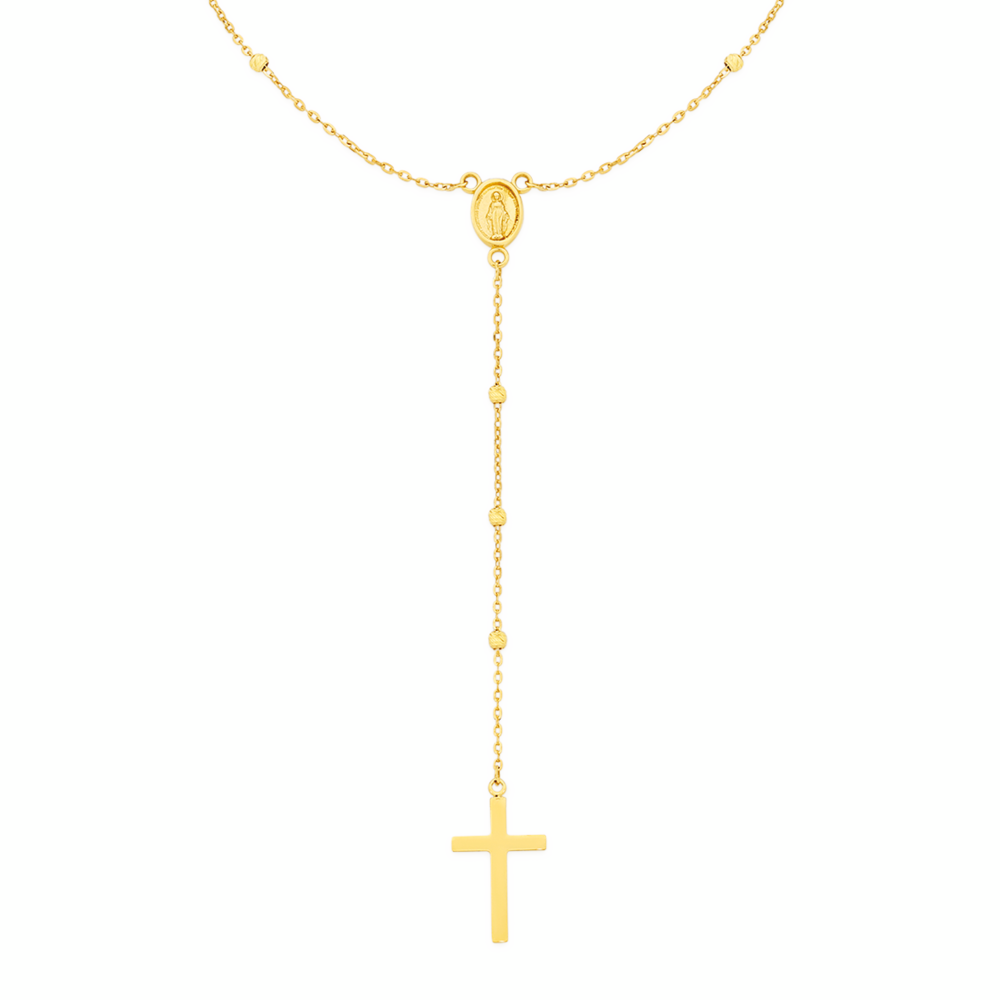 9ct Gold 50cm Rosary with Beads Trace Necklet