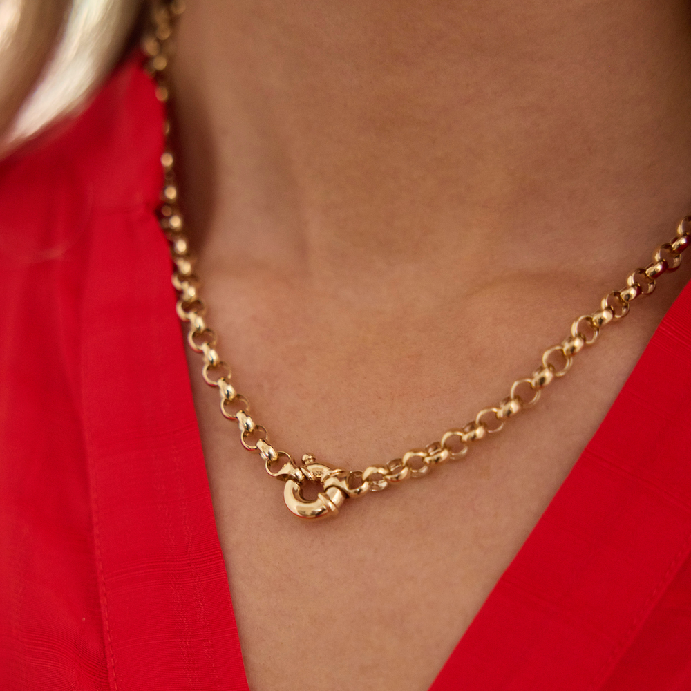 9ct Gold 50cm Solid Oval Belcher Necklet With Bolt Ring Prouds