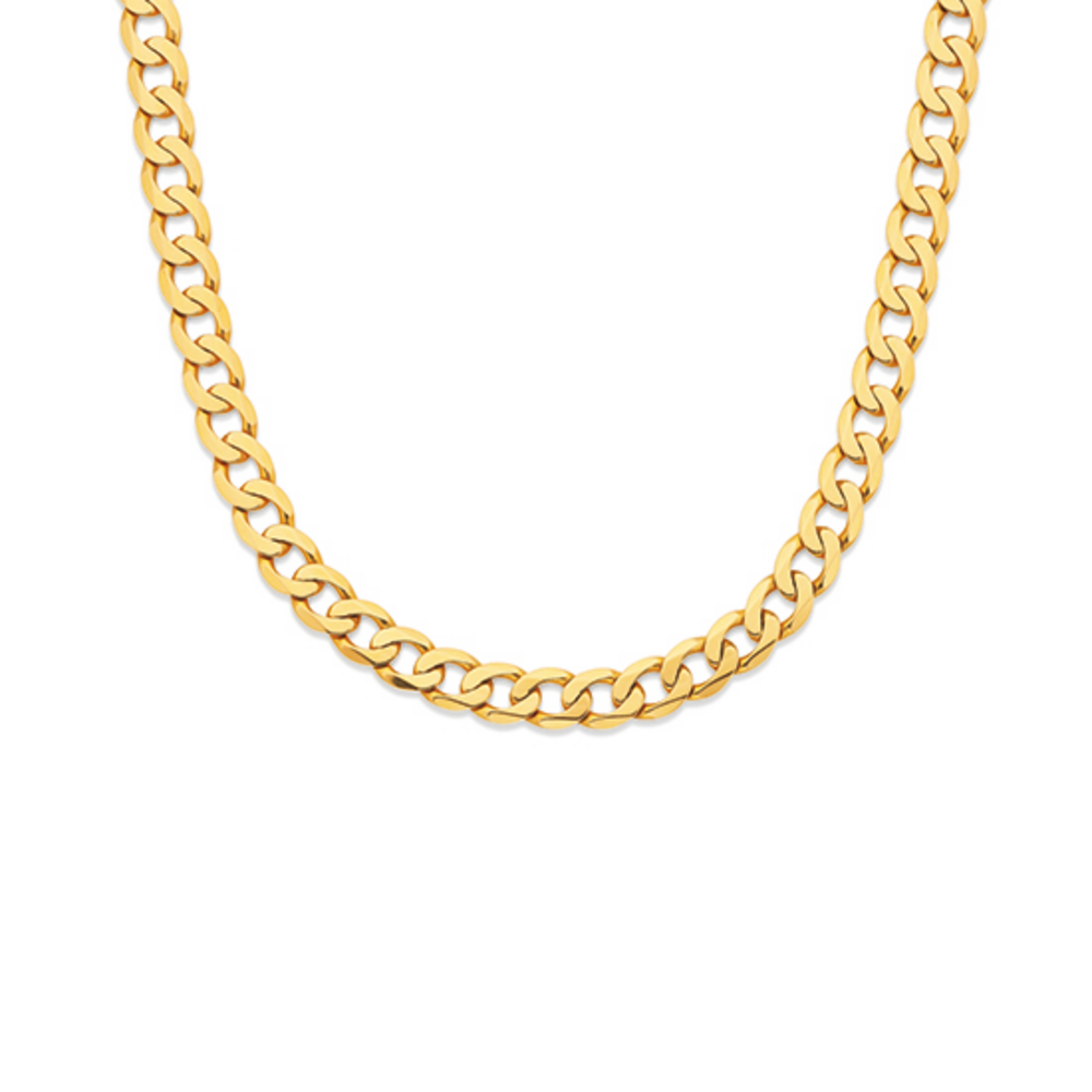 9ct Gold 55cm Solid Bevelled Close Curb Chain