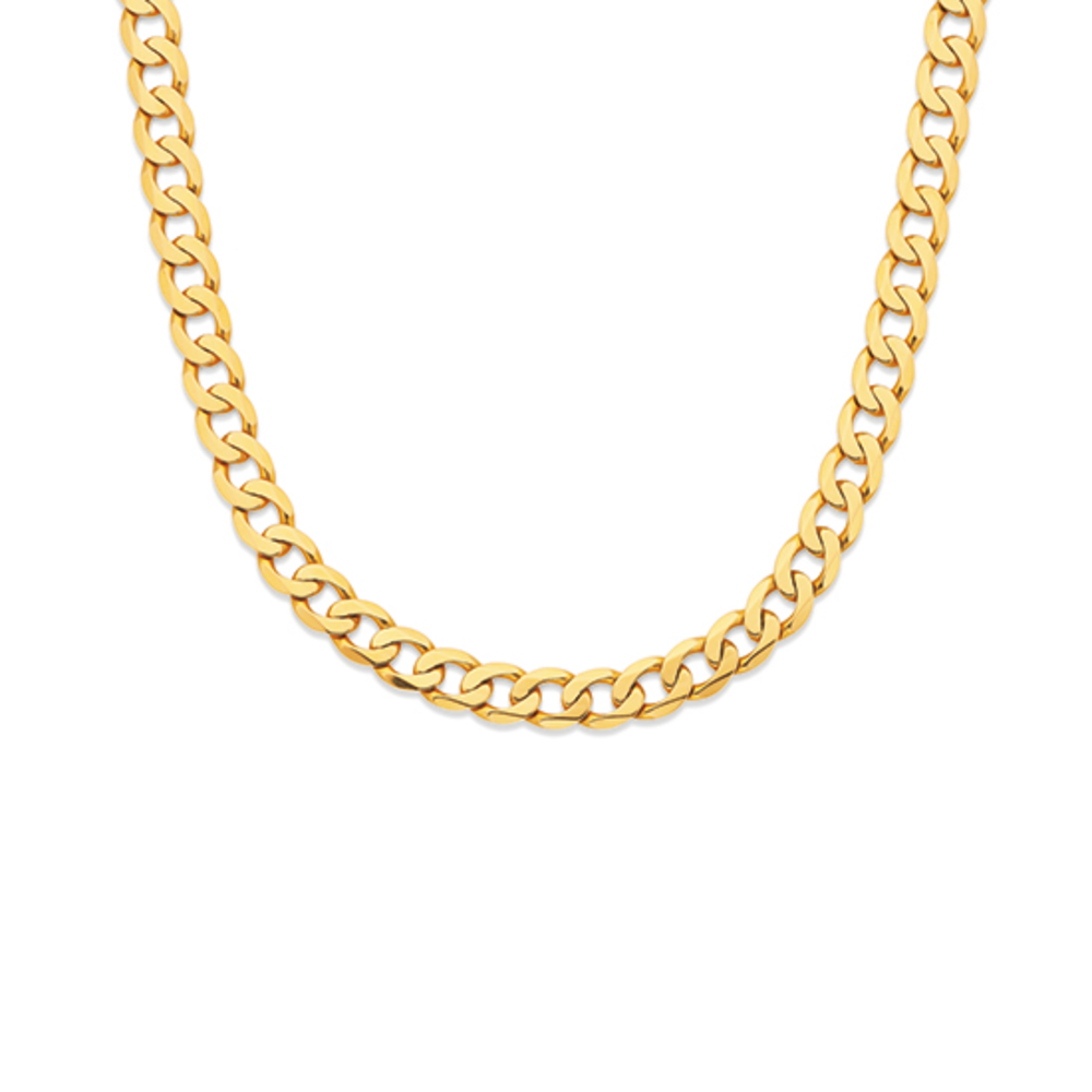 9ct Gold 55cm Solid Bevelled Curb Chain Prouds