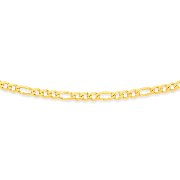9ct Gold 55cm Solid Figaro 3+1 Chain