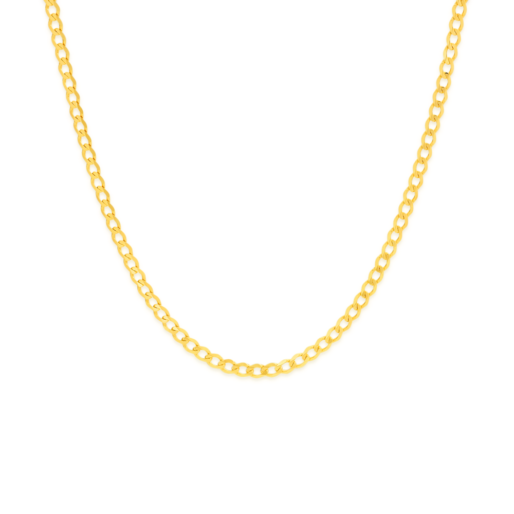 9ct Gold 55cm Solid Oval Open Curb Chain
