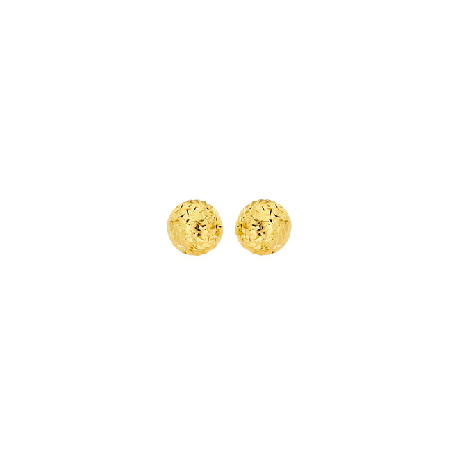 9ct Gold 6mm Diamond-cut Ball Stud Earrings | Earrings | Prouds The ...