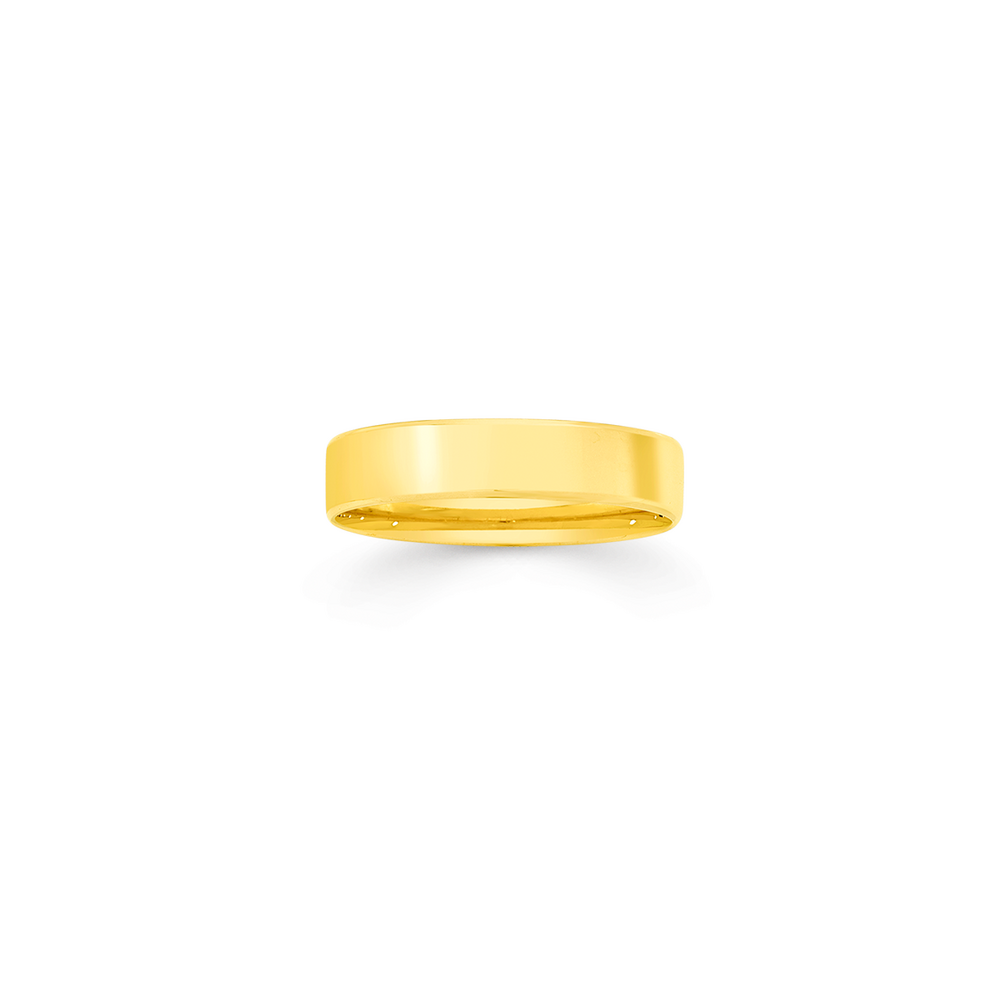 9ct Gold 5mm Flat Soft Edge Wedding Band - Size W