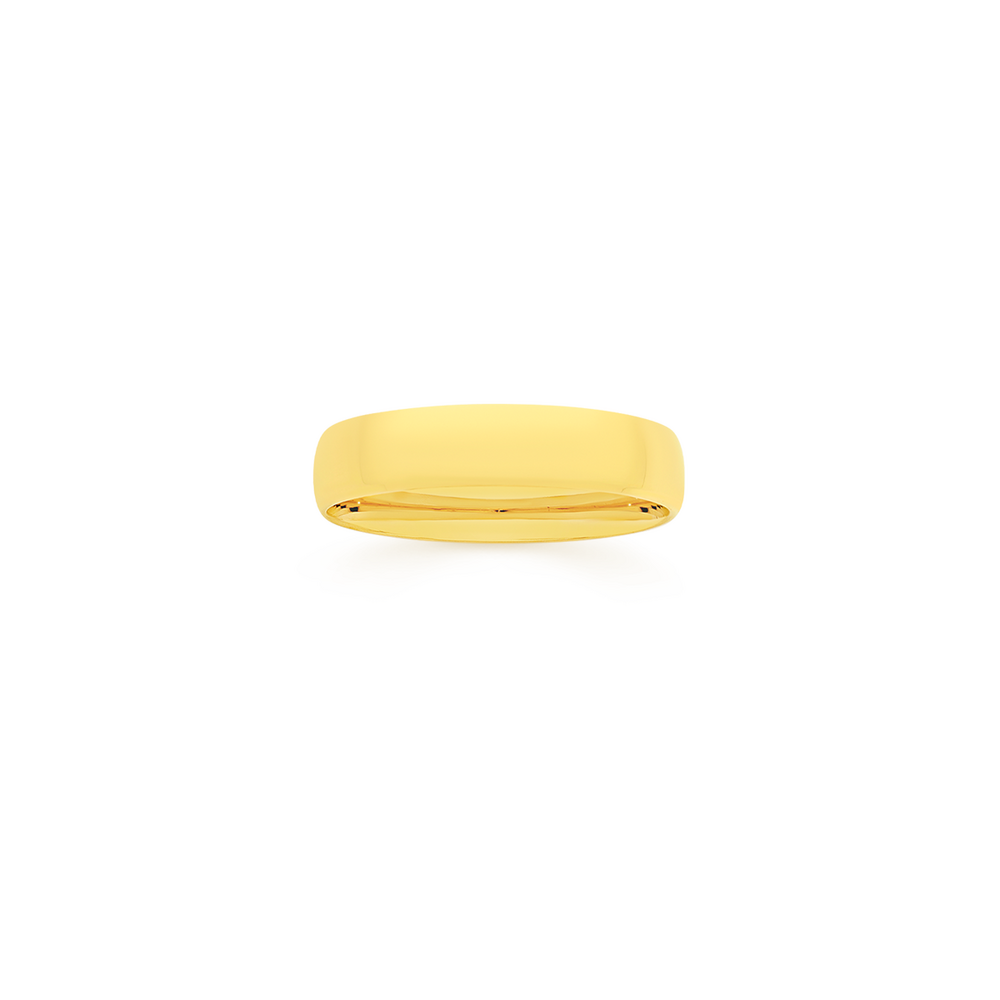 9ct Gold 5mm Round Bevelled Edge Wedding Band - Size W