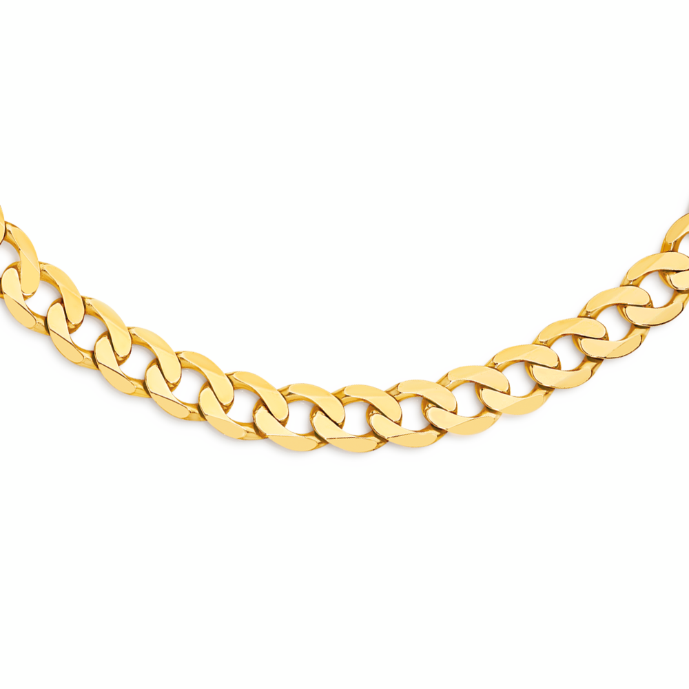 9ct Gold 60cm Solid Bevelled Close Curb Chain