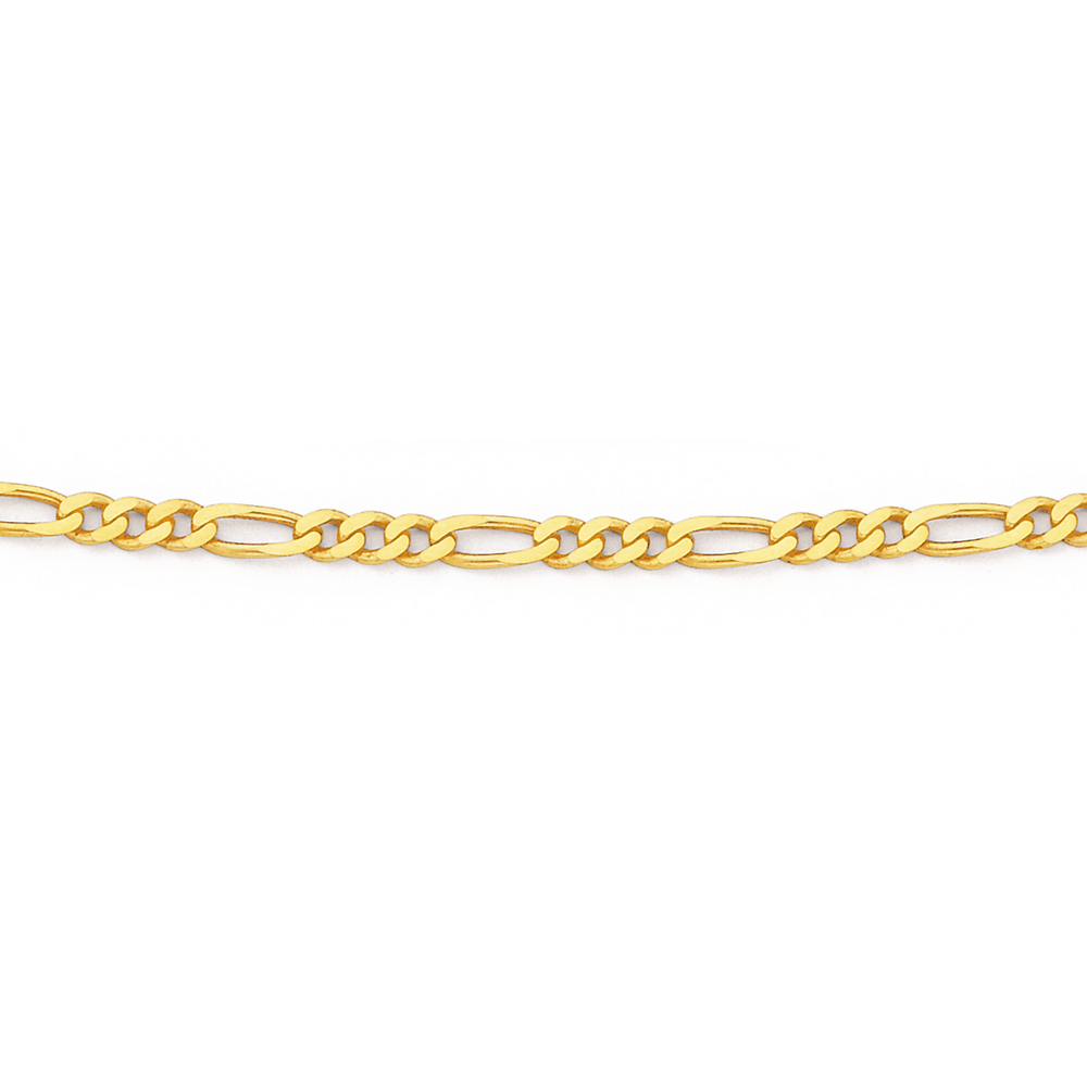 9ct Gold 60cm Solid Figaro 3+1 Chain 