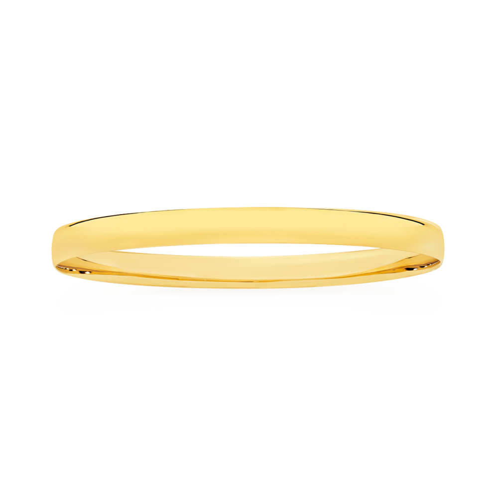 9ct Gold 60mm Half Round Solid Bangle