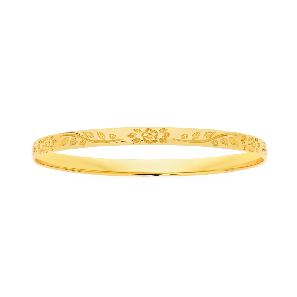 9ct Gold 6x65mm Solid Bangle Prouds