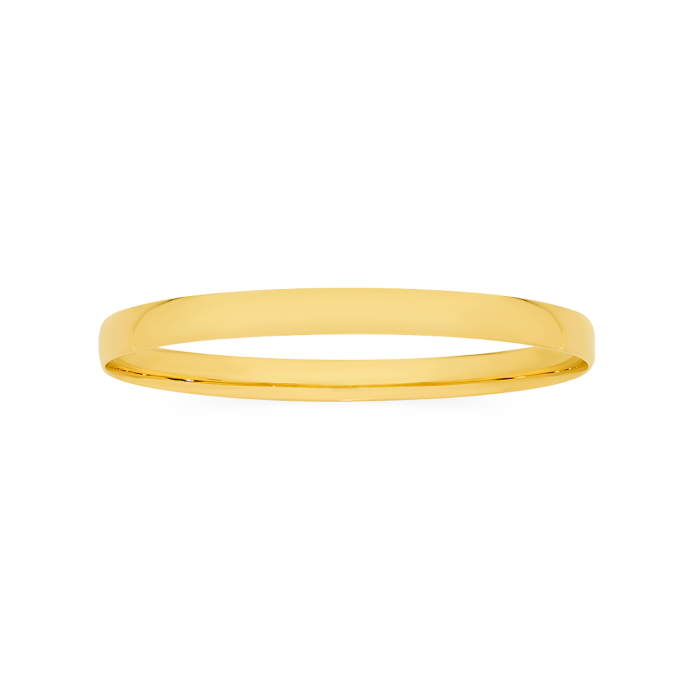 9ct Gold 65mm Solid Half Round Bangle