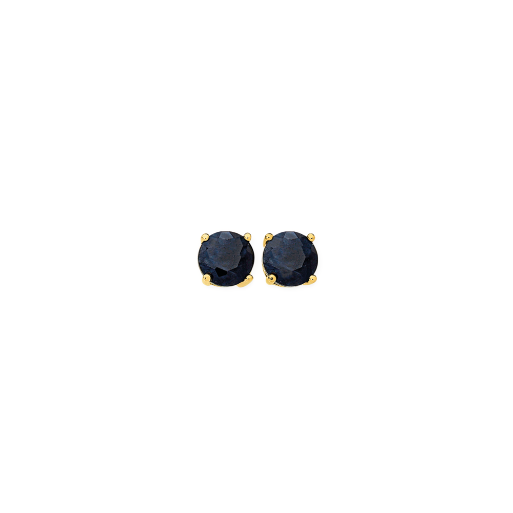 9ct Gold 6mm Black Sapphire Stud Earrings in Black Prouds