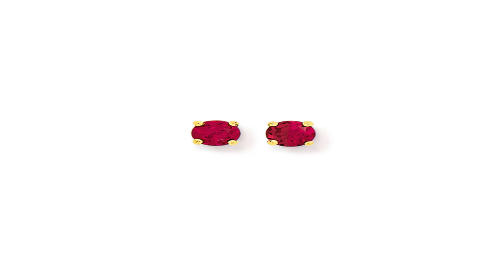 9ct Gold 6mm Created Ruby Round Stud Earrings in Red | Prouds