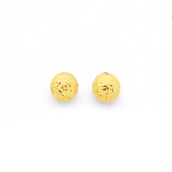 9ct Gold 6mm Diamond-cut Ball Stud Earrings