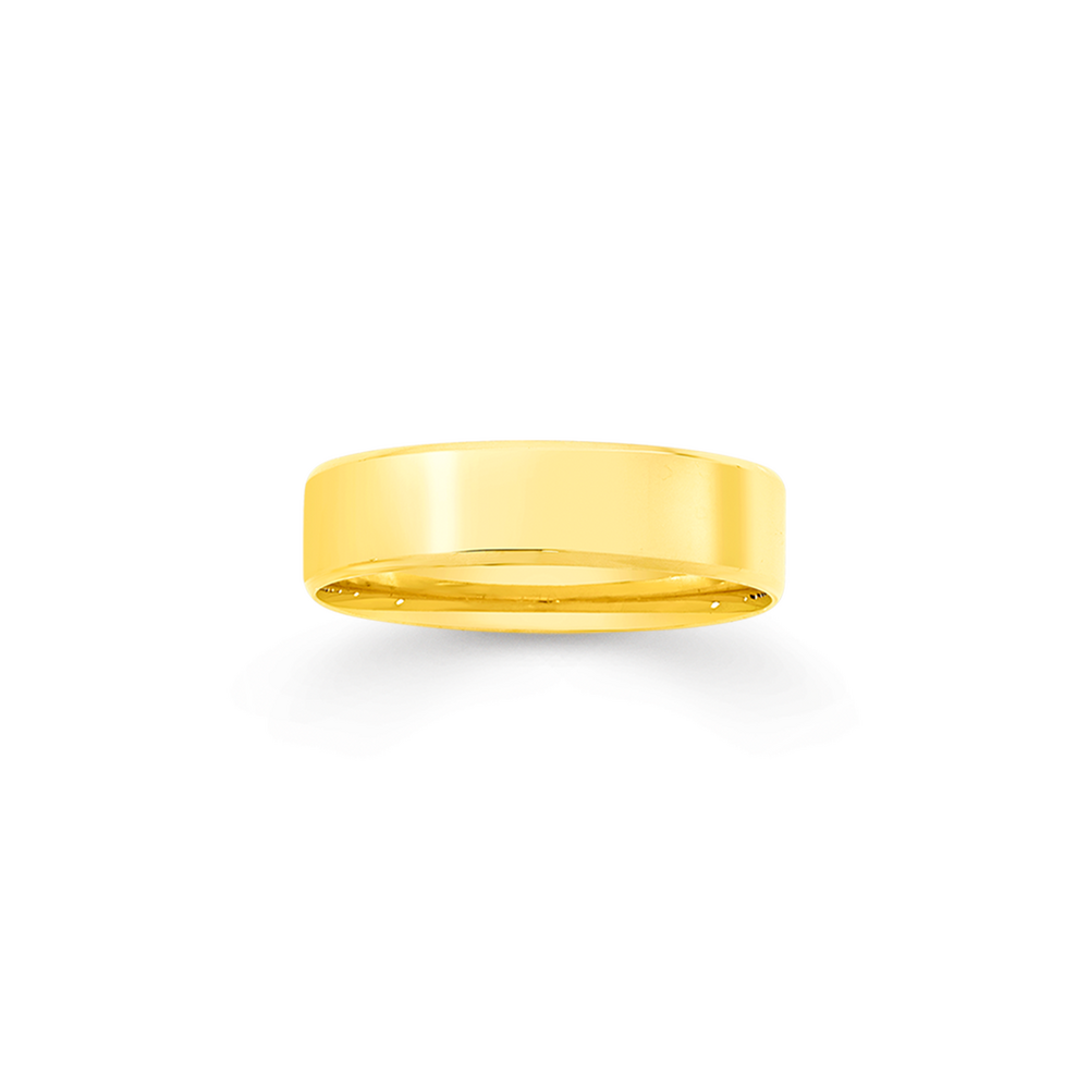 9ct Gold 6mm Flat Soft Edge Wedding Band - Size Z