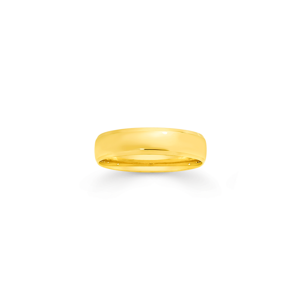 9ct Gold 6mm Round Bevelled Edge Wedding Band - Size Z