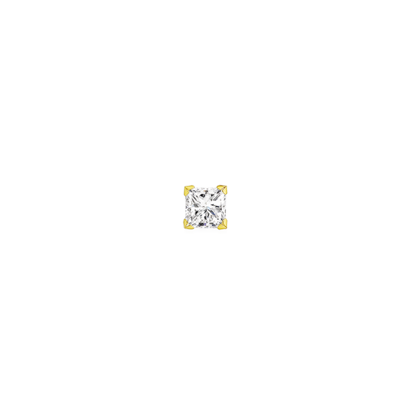 9ct Gold, 6mm Square Cubic Zirconia Single Stud Earring