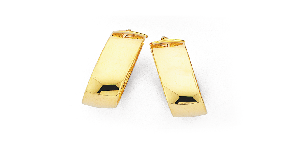 9ct Gold 6x20mm Half Round Hoop Earrings Prouds