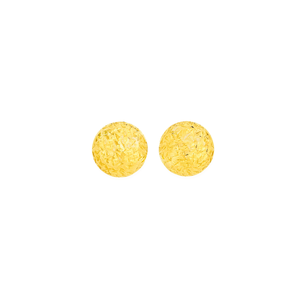 9ct Gold 8mm Diamond-cut Ball Stud Earrings