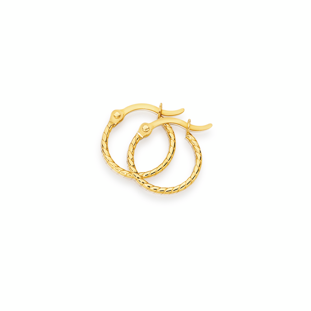 9ct Gold 8mm Tight Twist Hoop Earring