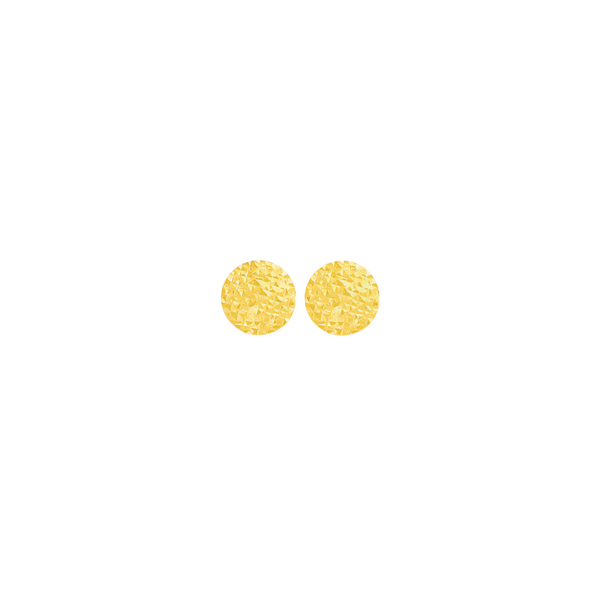 9ct Gold 9.5mm Diamond-Cut Disc Stud Earrings