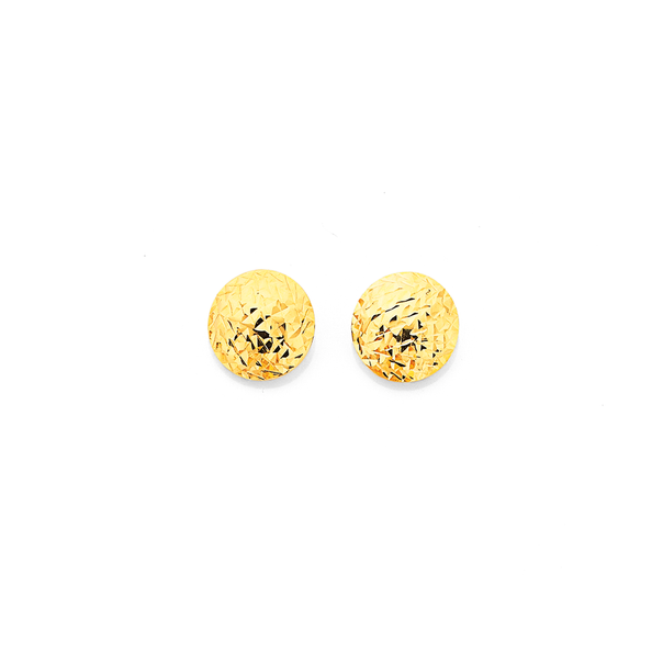 9ct Gold 9mm Dome Stud Earrings