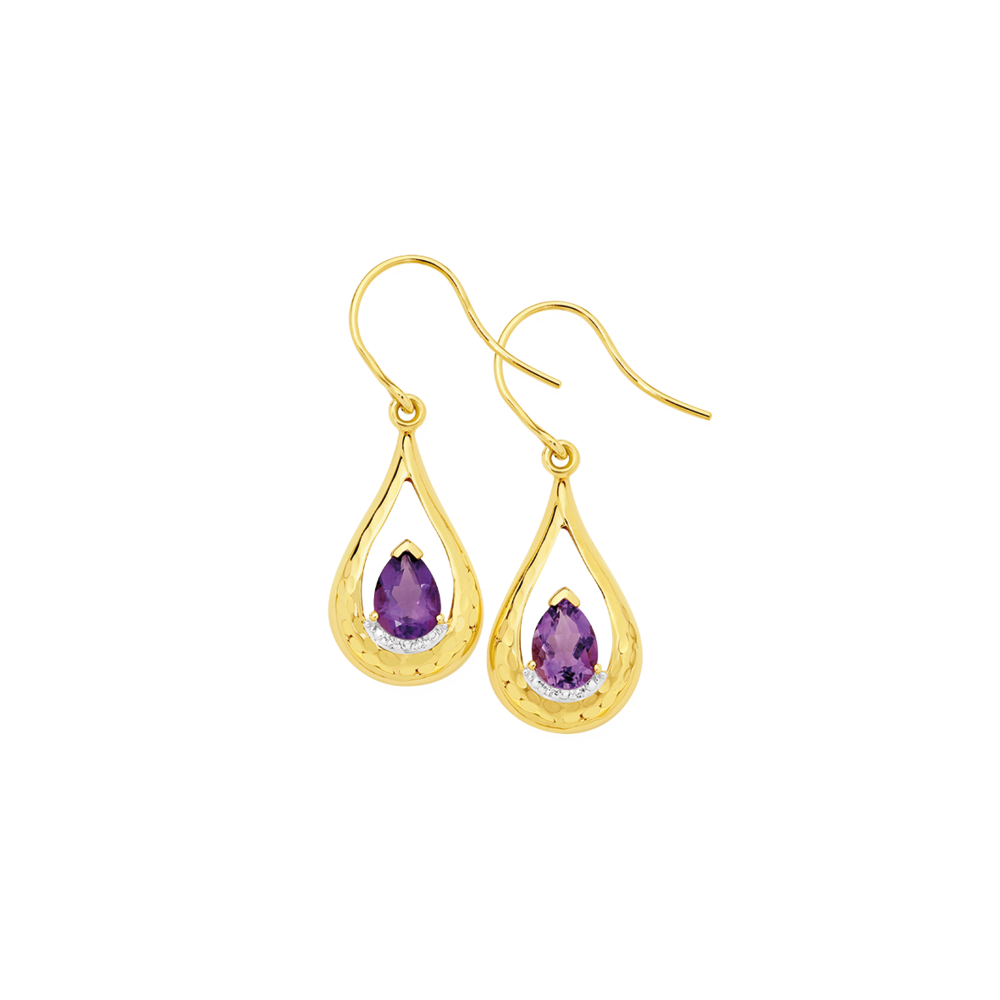 Purple and gold earrings deals