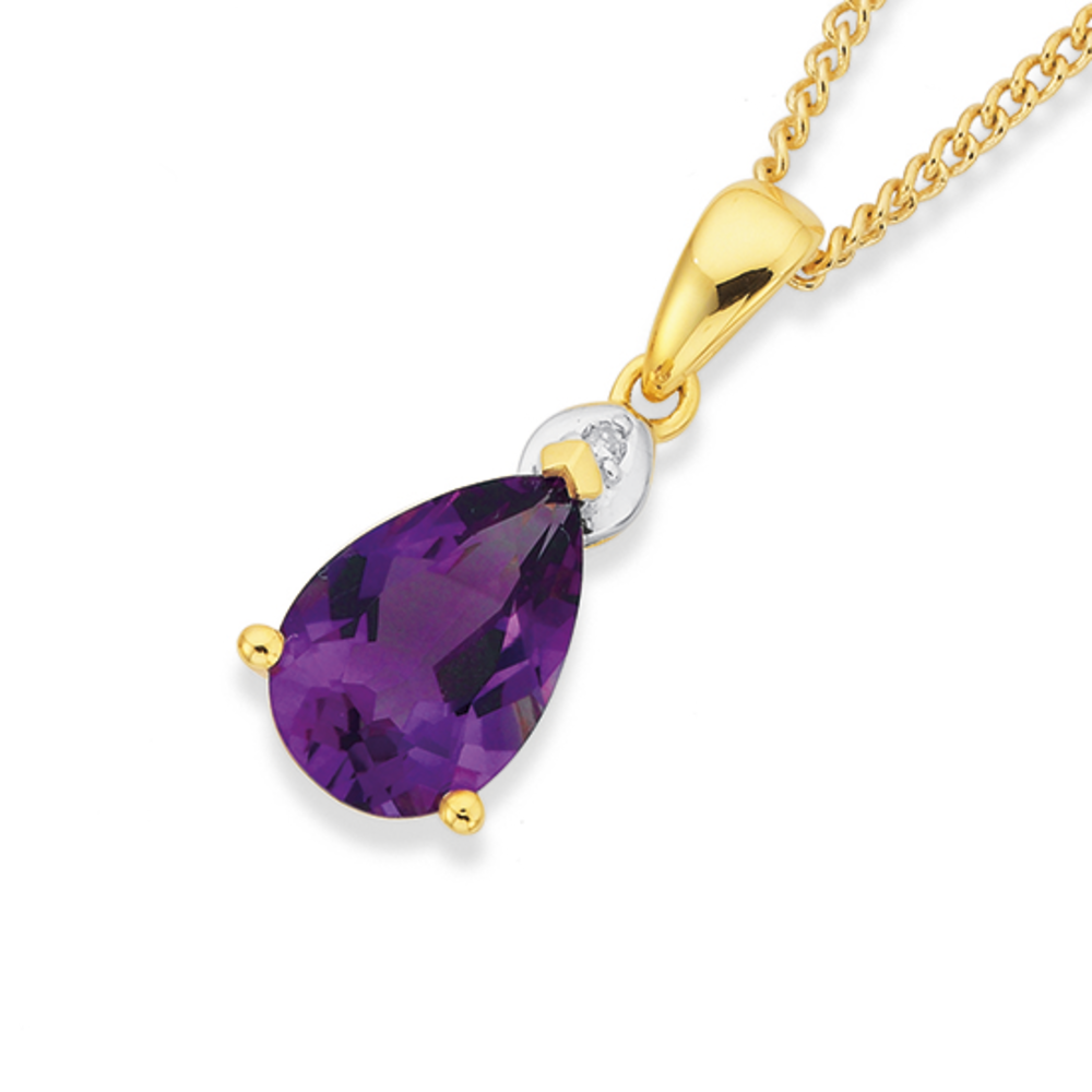 Amethyst cheap gold pendant