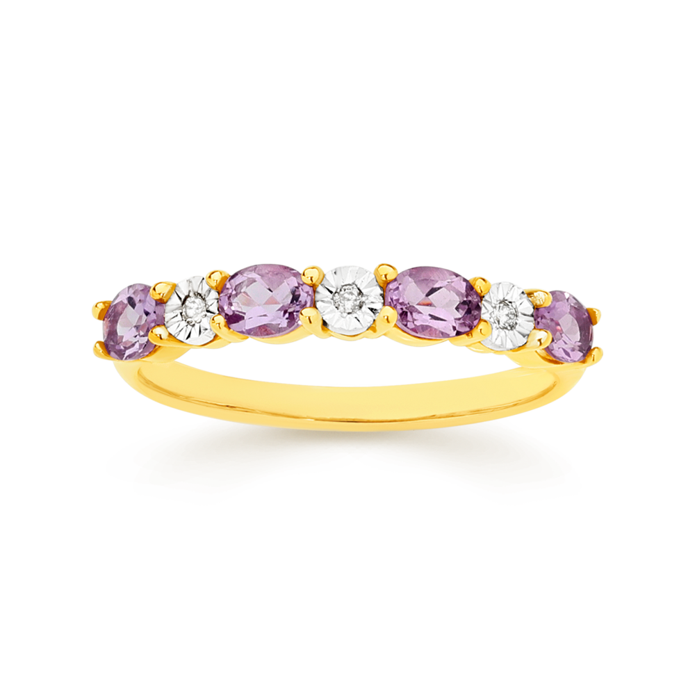 9ct Gold Amethyst Diamond Ring in Purple Prouds