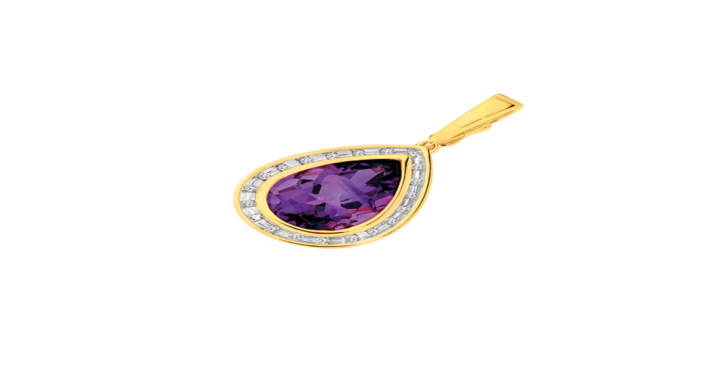 9ct Gold Amethyst & Diamonds Enhancer Pendant in Purple Prouds