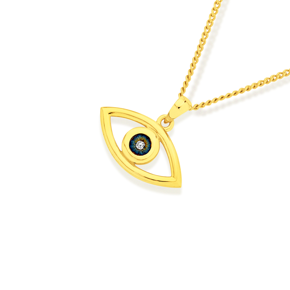 14K Gold Diamond Evil Eye Necklace – Van Der Hout Jewelry