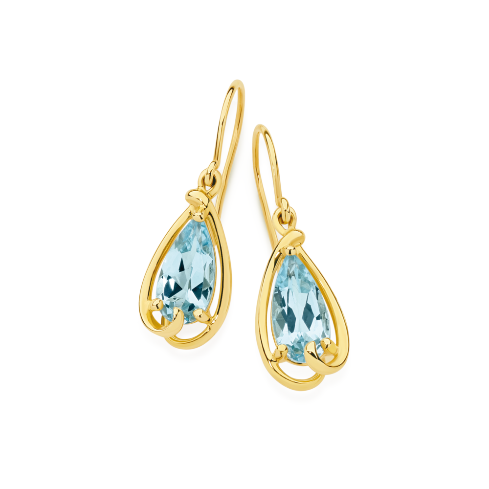 Diamond Aquamarine Earrings in Blue Prouds