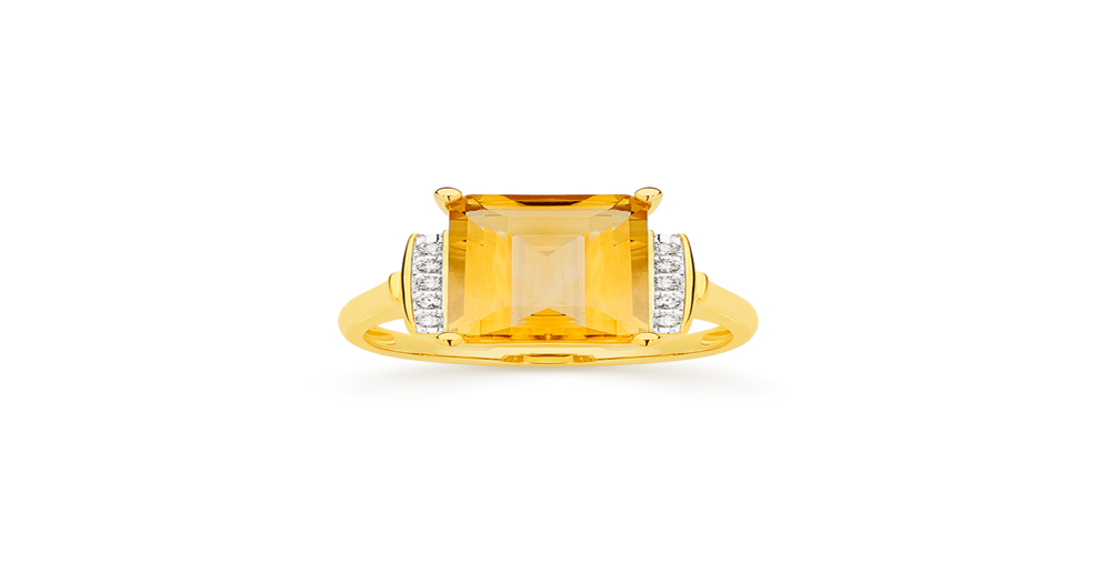 9ct Gold Citrine & Diamond Ring in Yellow | Prouds
