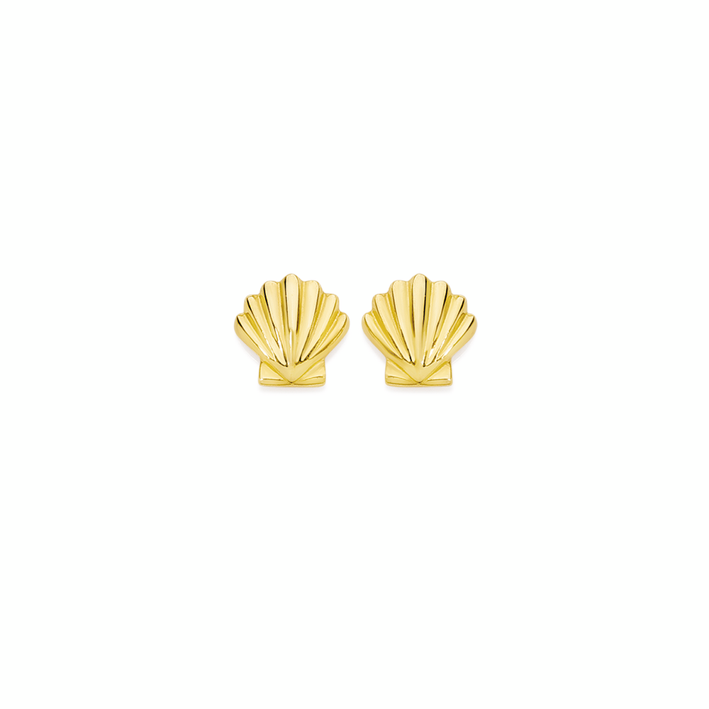 9ct Gold Clam Stud Earrings