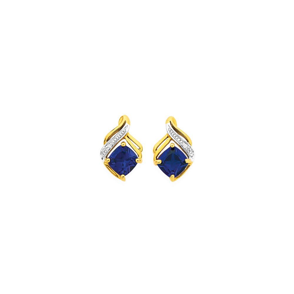 9ct Created Emerald Diamond Earrings in Green Prouds
