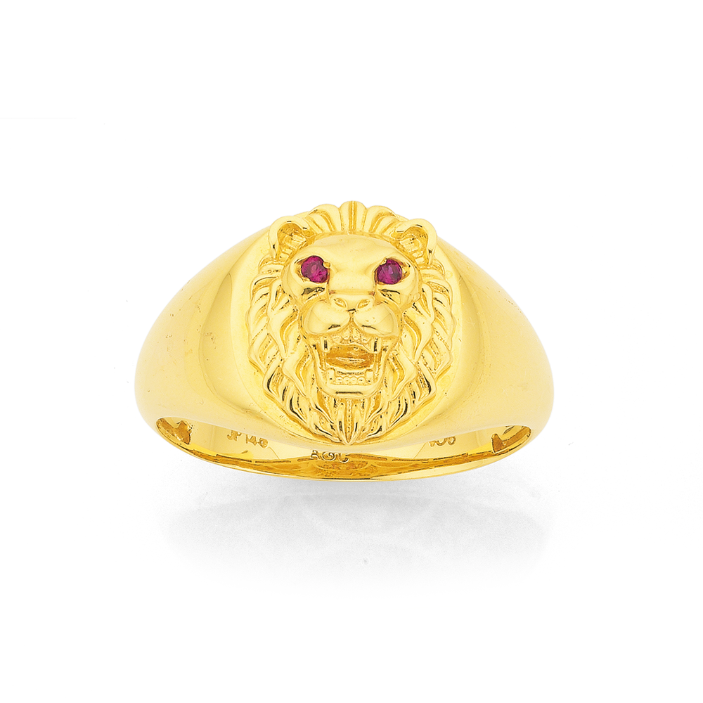 14KY 0.65CTW DIAMOND LION HEAD MENS RING