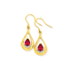 9ct Gold Created Ruby Pear Teardrop Earrings